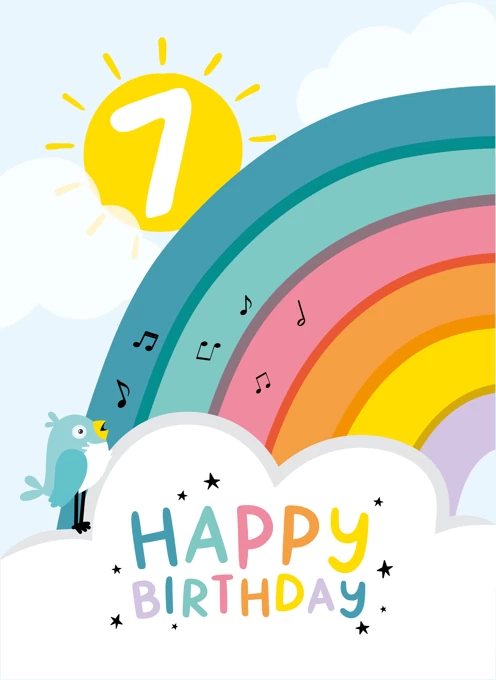 Rainbow 7th Birthday Card