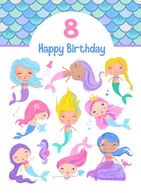 8th Birthday Pretty Mermaids