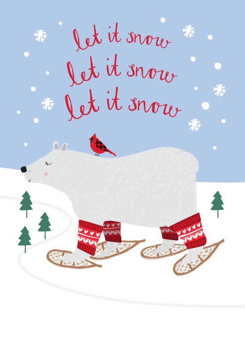 Snowshoe Polar Bear Christmas Card