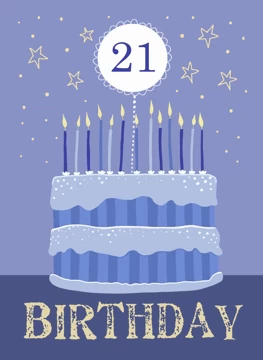 21st Birthday Blue Cake