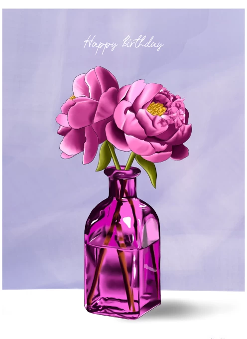 Happy Birthday Pink Vase