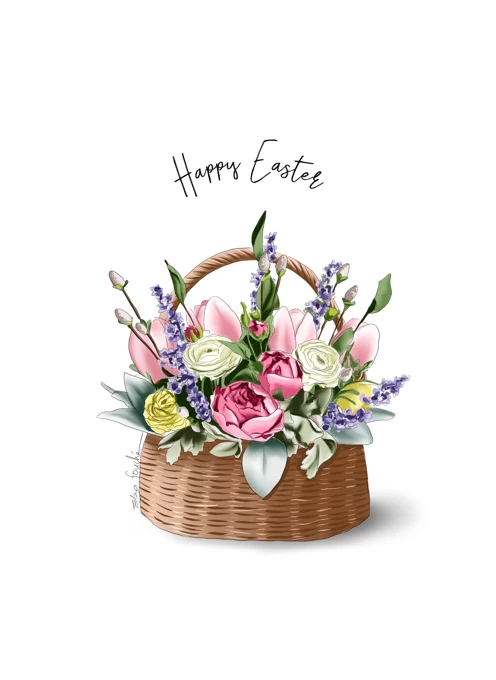 Happy Easter Floral Basket
