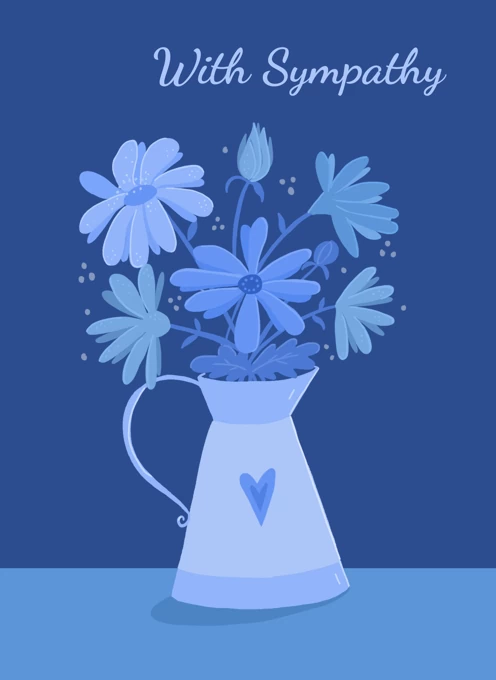 With Sympathy Blue Floral Heart Pitcher