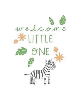 Welcome Little One - New Baby Zebra Card