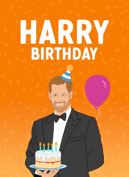 Funny Prince Harry Birthday Card - Harry Birthday!