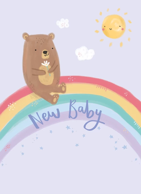 Teddy Bear Sitting On Rainbow