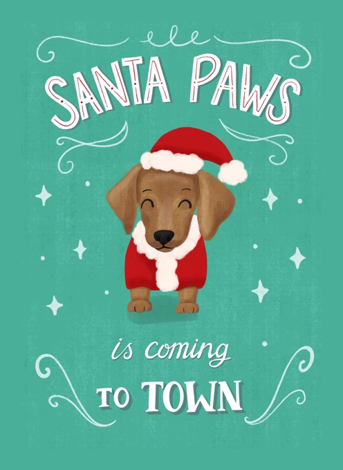 Santa Paws Dog Christmas Card