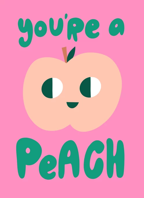 Minimal You're a Peach Valentine's Thank You Card
