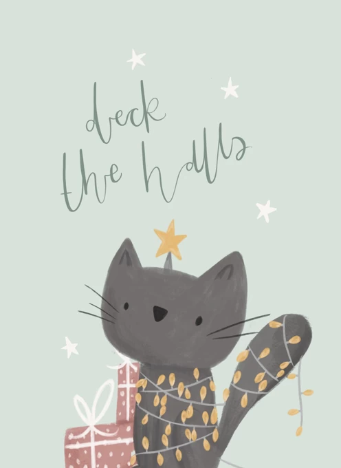 Deck the Halls Cat Christmas