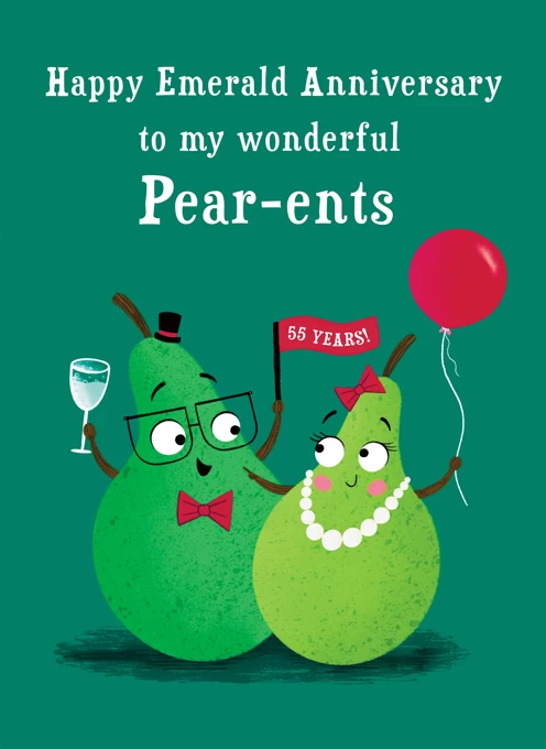Pear-ents Funny Pears Emerald Anniversary Card