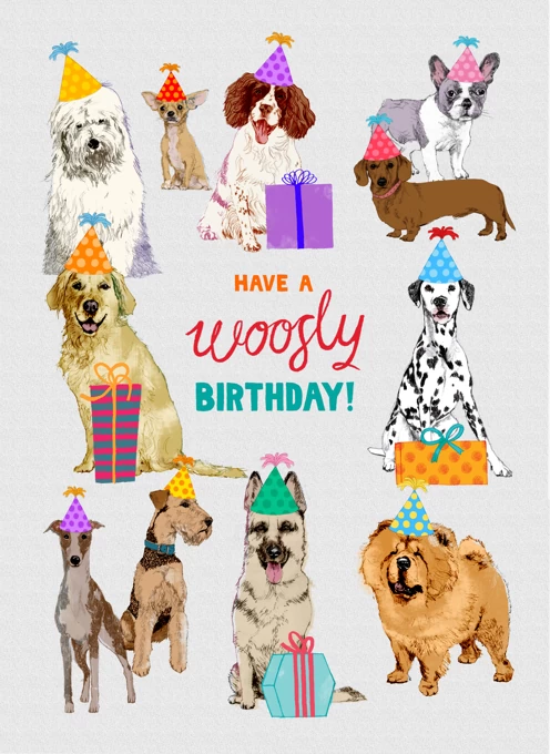 Dogs In Hats Woofly Birthday