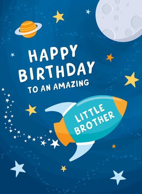 Rocket Birthday Card Little Brother