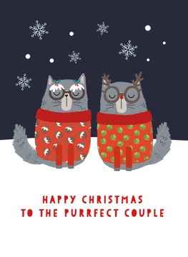 Christmas Cat Couple Card