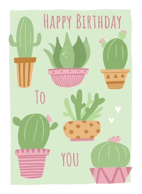 Birthday Cactus Plant Pots