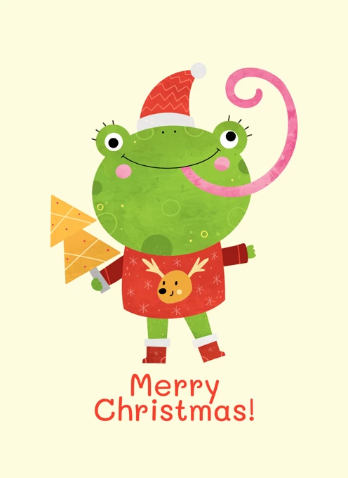 Merry Christmas Funny Frog