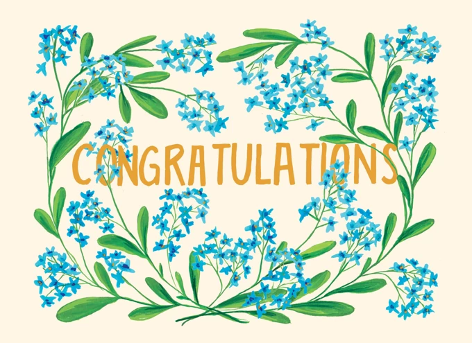 Congratulations Blue Flowers