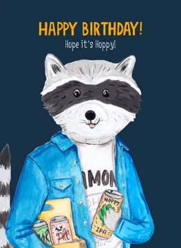 Birthday Raccoon Beer - "Hope It's Hoppy!"