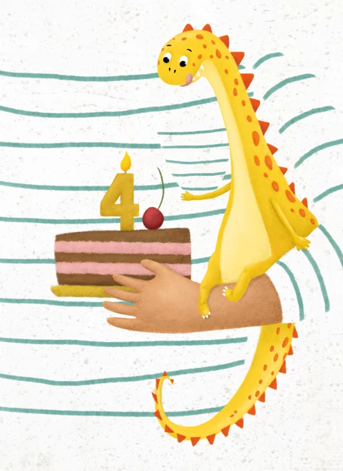 DInosaur Birthday Card - Age 4