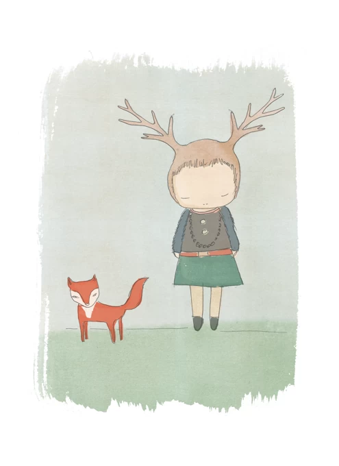 Deer Girl and Fox