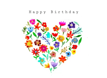 Happy Birthday flower heart