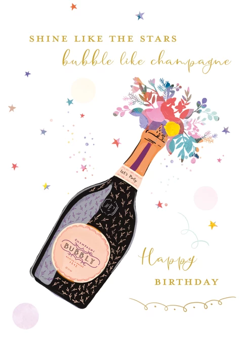 Champagne Celebration Happy Birthday Card