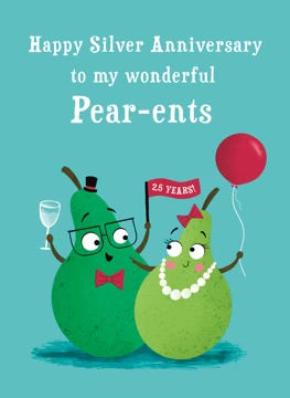 Pear-ents Funny Pears Silver Anniversary Card