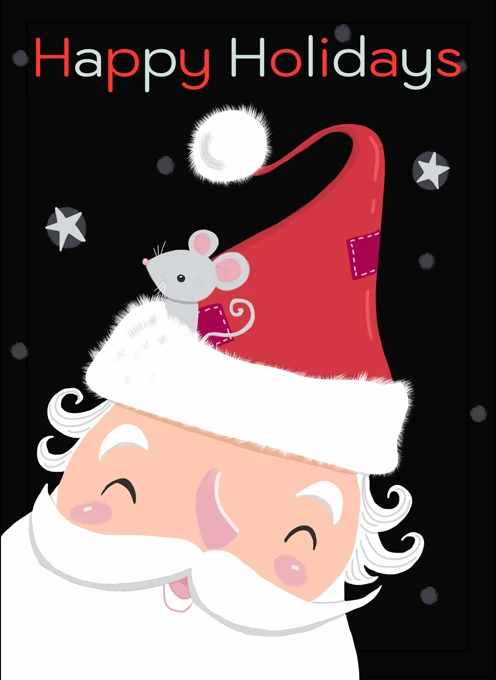 Santa with Mouse in Hat