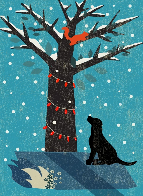 Labrador & Tree Christmas Card