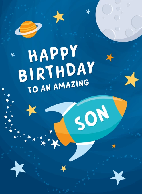 Rocket Birthday Card Son