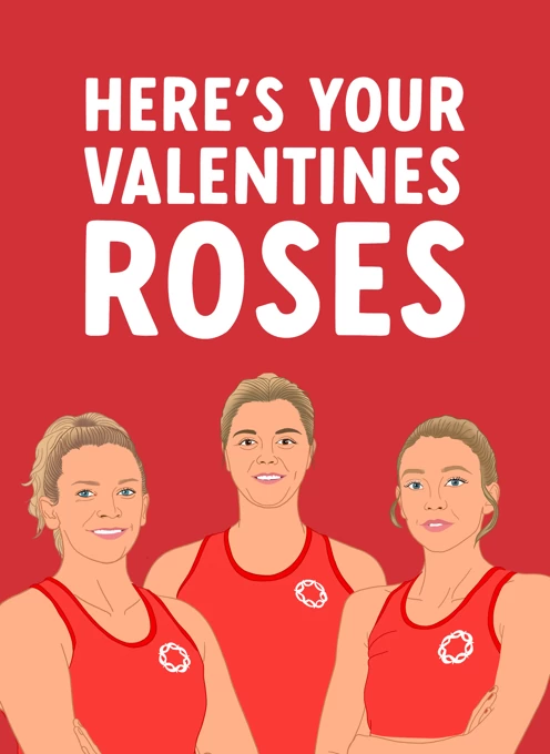 England Roses Netball Valentines Day Card