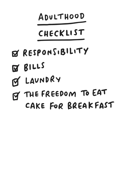 Adulthood Checklist Birthday