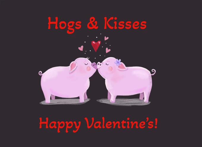 Valentine's Hogs and Kisses Cute Pigs
