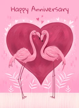 Anniversary Flamingos Heart