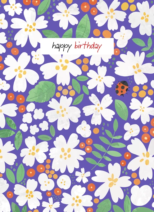 Summer Flower Pattern Birthday Card