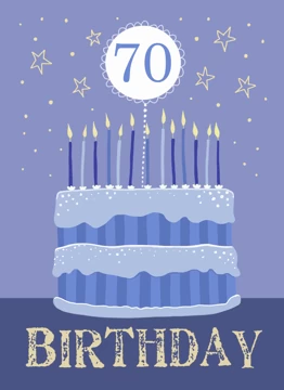 Age 70 Blue Birthday Cake