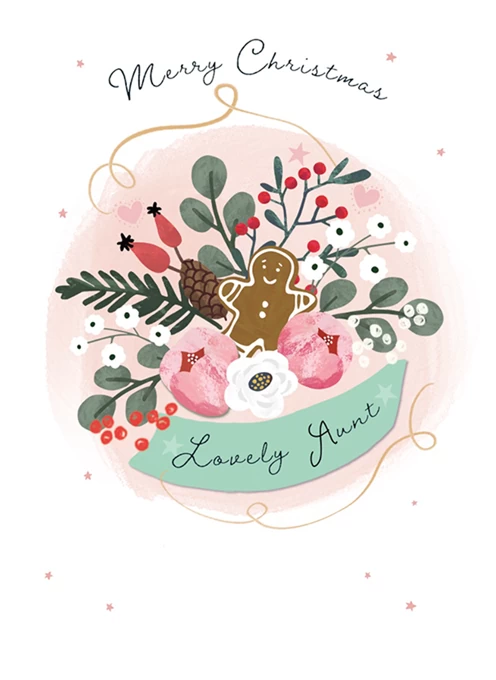 Special Aunt Festive Floral Foiled Christmas Card