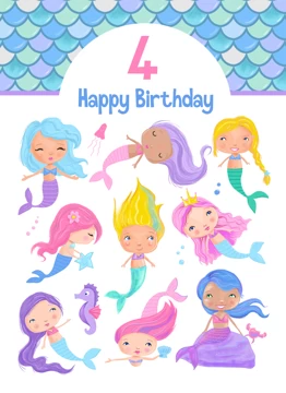 Age 4 Birthday Mermaids