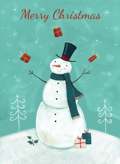 Merry Christmas Juggling Gift Snowman