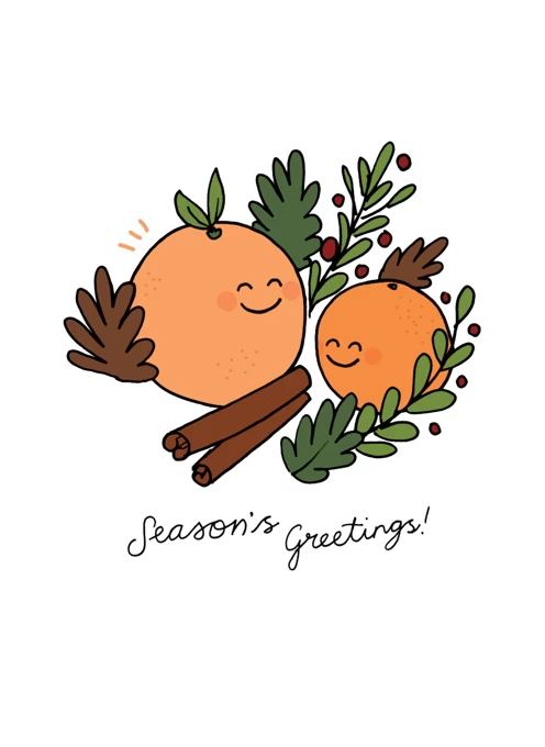 Season's Greetings Orange & Cinnamon Christmas Card