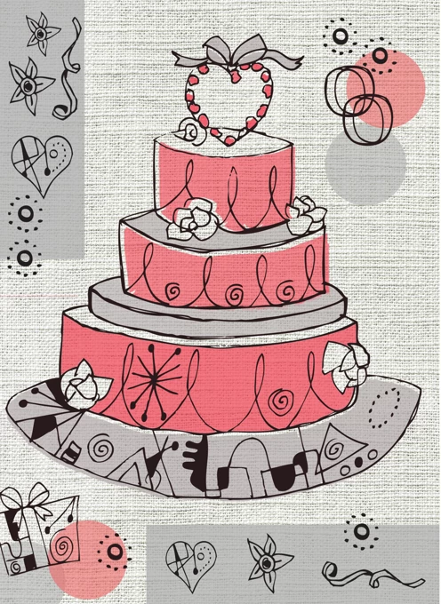 Pink Wedding Cake Card