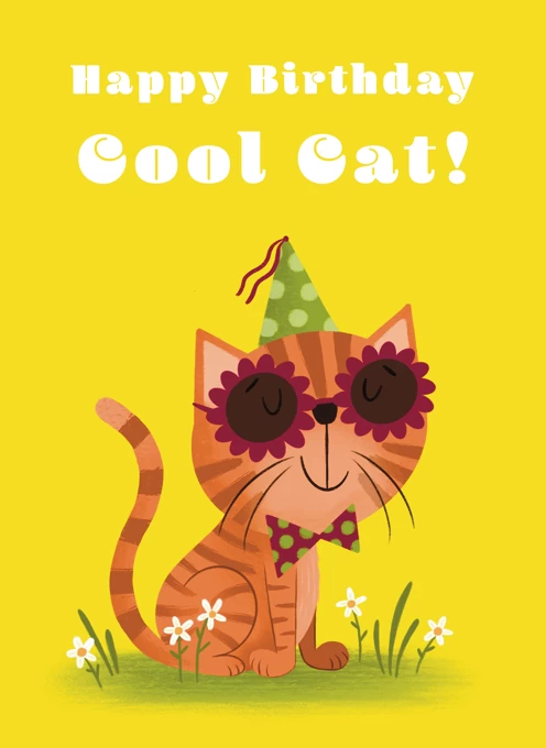 Cool Cat Happy Birthday Card