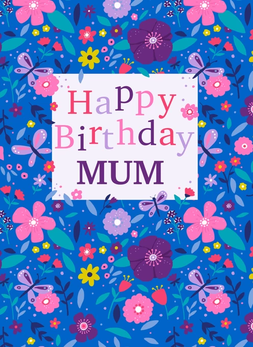 Mum Birthday Flowers & Butterflies Pattern