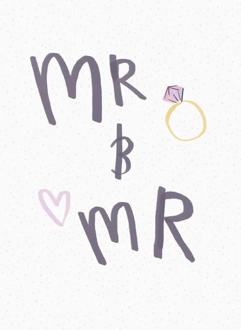 Simple Mr & Mr Wedding Engagement or Wedding Card