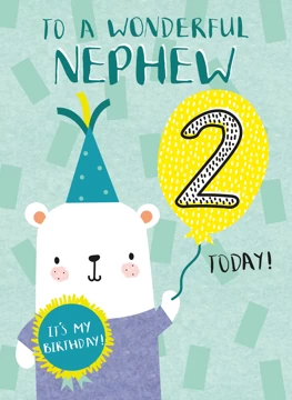 Nephew Happy Second Birthday Bear Card