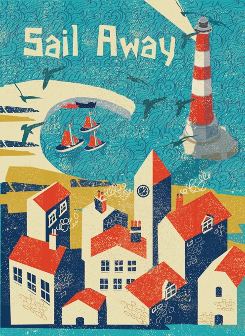 Sail Away Seaside Blank Card