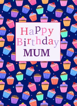 Mum Birthday Cupcakes Pattern Text