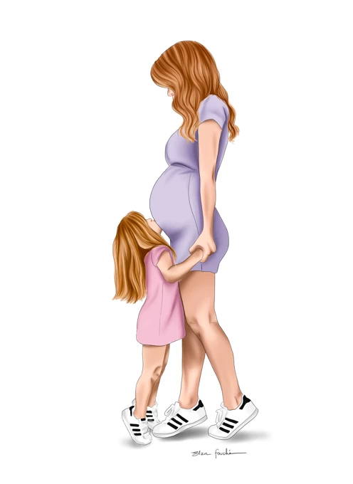 Pregnant Mum With Daughter
