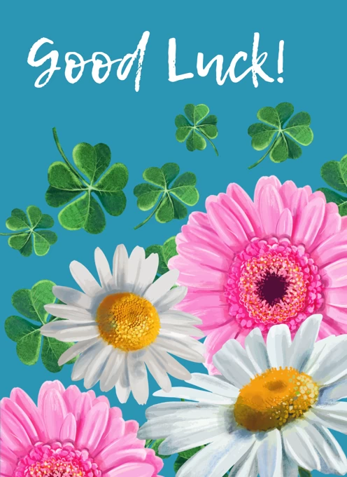 Bright Floral Good Luck Card