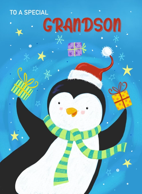 Grandson Christmas Cute Penguin Juggling