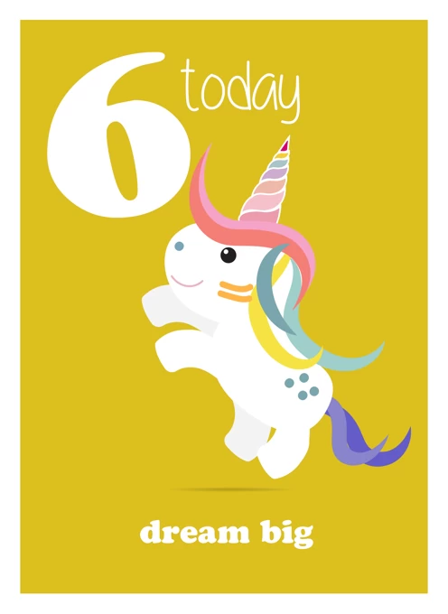 Magical Unicorn - 6th Birthday Card